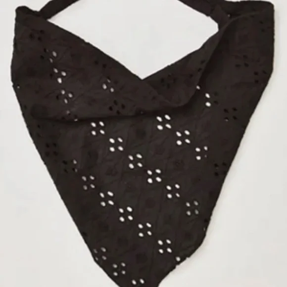 Free People Claro Eyelet Hair Scarf. NWOT Black - Picture 2 of 4
